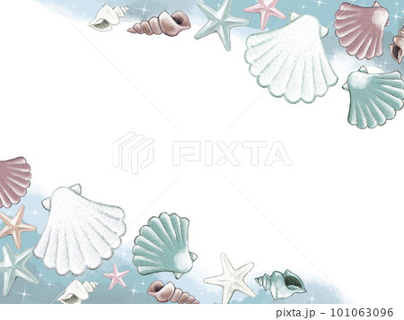 夏のかわいい貝殻のフレーム素材 101063096