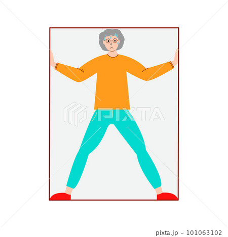 Senior Woman suffering from claustrophobia, human fear concept vector Illustration on a white background. Senior Woman suffering from claustrophobia, human fear concept vector Illustration on a white background. 101063102