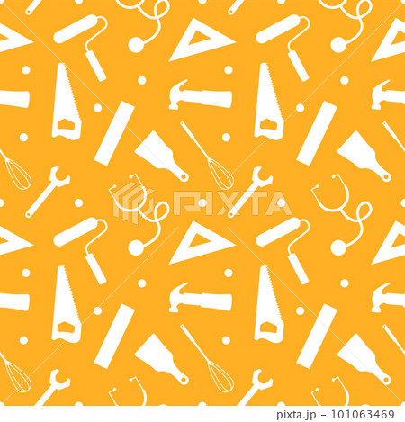 Happy Labor Day Seamless Pattern Design Illustration with Different Professions in Template Hand Drawn 101063469