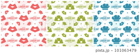 Set of Happy Labor Day Seamless Pattern Design Illustration with Different Professions in Template Hand Drawn Set of Happy Labor Day Seamless Pattern Design Illustration with Different Professions in Template Hand Drawn 101063479