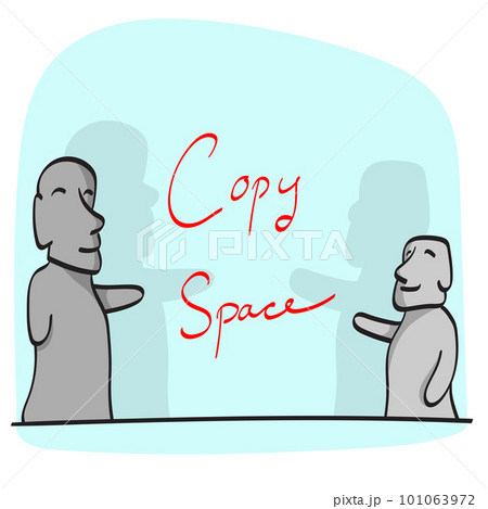 moai pointing on blue copy space illustration vector hand drawn isolated on white background line art. moai pointing on blue copy space illustration vector hand drawn isolated on white background line art. 101063972