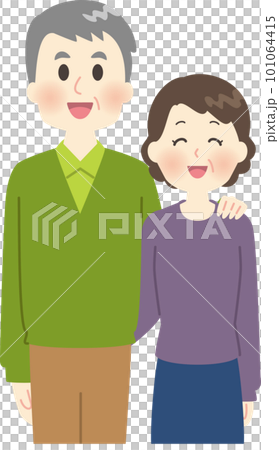 A senior couple approaching with a smile 101064415