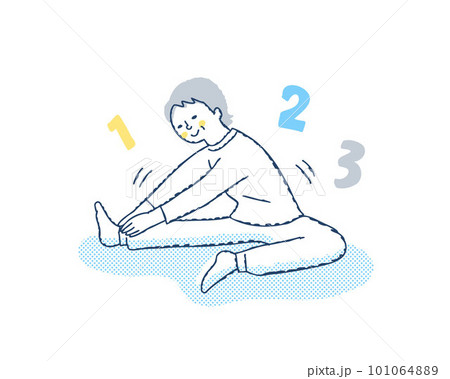 ストレッチ運動をしているシニア女性 101064889