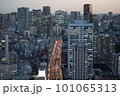 東京タワーから続く一本道と高層ビル群 101065313