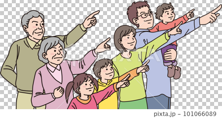 瞄準_指向_家庭_尖銳的表情_5個人指向同一個方向 101066089