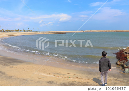 砂浜で海を眺める男の子 砂浜で海を眺める男の子 101066437