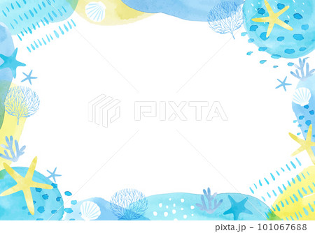 優しい水彩の海の生き物ベクターイラストフレーム背景 101067688