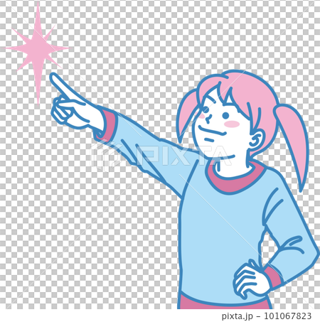 Aiming _ pointing _ family _ pink blue _ sharp expression _ girl pointing to the upper left _ fingertip Kirarin Aiming _ pointing _ family _ pink blue _ sharp expression _ girl pointing to the upper left _ fingertip Kirarin 101067823