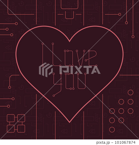 I Love You Techno Line Art Bakcground. 101067874