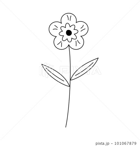 Hand drawn flower in line art doodle style. Botanical decorative element. 101067879