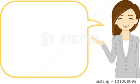 説明、案内するスーツの女性　ふきだしのタブ 101068098