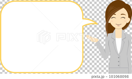 穿西裝的女人解釋和指導,氣球標籤 穿西裝的女人解釋和指導,氣球標籤 101068098