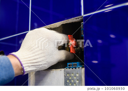 Plumbing work and pipe repair in the wall. Plumbing work and pipe repair in the wall. 101068930