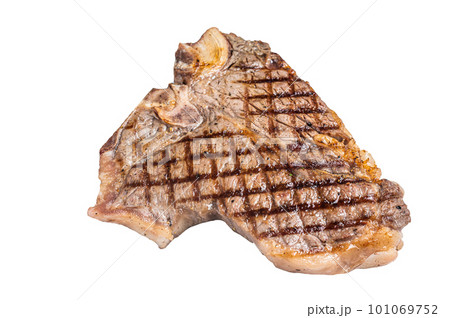 Grilled T-bone or Porterhouse beef meat Steak. Isolated on white background. Grilled T-bone or Porterhouse beef meat Steak. Isolated on white background. 101069752