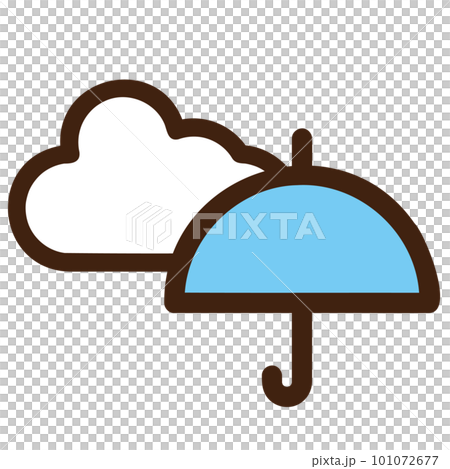 簡單可愛的雨傘和雲朵圖標 101072677
