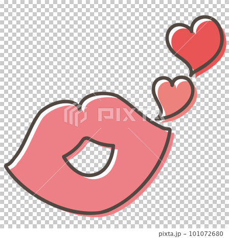 Illustration of a kiss mark and a heart 101072680