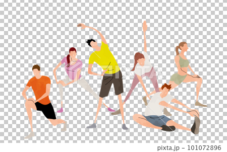 ベクターイラスト素材：フィットネスをはじめる男性と女性たち 101072896