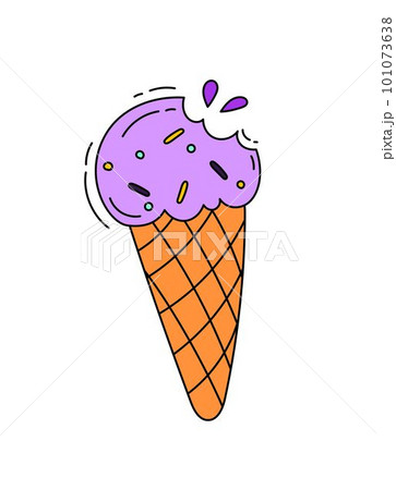 Ice cream cone doodle Vector color illustration isolated on white background 101073638