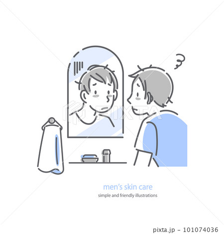 男性のスキンケア 寝不足 シンプルでお洒落な線画イラスト 男性のスキンケア 寝不足 シンプルでお洒落な線画イラスト 101074036