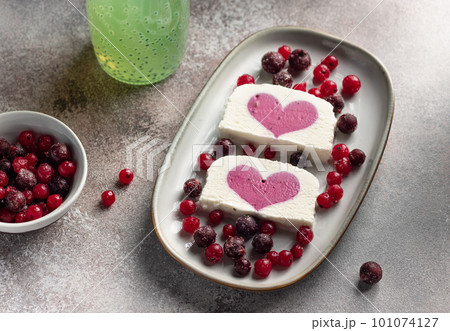 vanilla ice cream with berry heart filling vanilla ice cream with berry heart filling 101074127