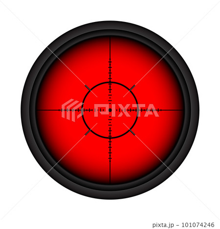 Various weapon thermal infrared sight, sniper rifle optical scope. Hunting gun viewfinder with crosshair. Aim, shooting mark symbol. Military target sign. Game UI element. Vector illustration Various weapon thermal infrared sight, sniper rifle optical scope. Hunting gun viewfinder with crosshair. Aim, shooting mark symbol. Military target sign. Game UI element. Vector illustration 101074246