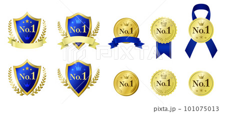 高級感のあるゴールドと青のランキングメダルセット 101075013