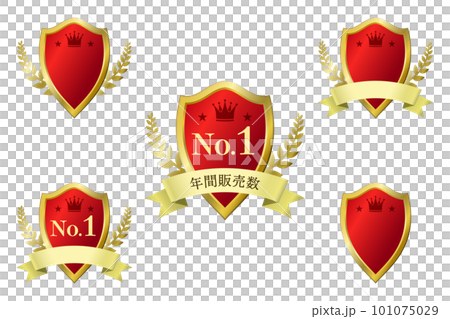 豪華的金色和紅色排名徽章 101075029