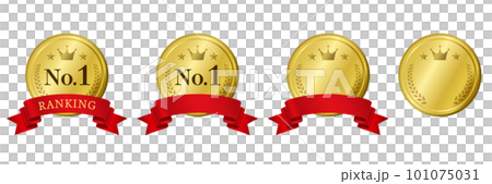 豪華的金色和紅色排名獎牌 101075031