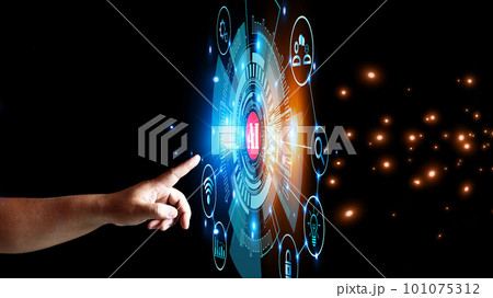 Point  finger to the AI button to access the AI system. Work through the Internet. Chat, passwords, creativity, stock market analysis. There are more Artificial Intelligence  Technology. 101075312