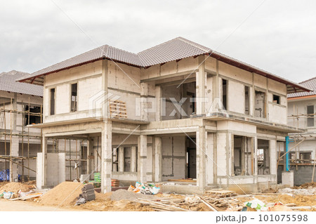 construction residential new house in progress at building site housing estate development 101075598