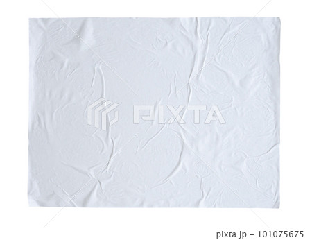 Blank white crumpled and creased sticker paper poster texture isolated on white background Blank white crumpled and creased sticker paper poster texture isolated on white background 101075675
