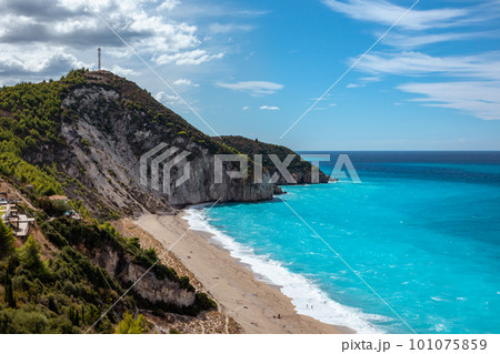 Mylos beach with azure sea, Lefkada island, Greece 101075859