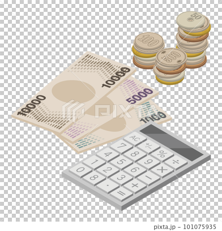 お金と電卓のベクターイラスト 101075935