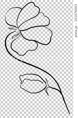 Hand drawn black outline wildflower, isolated illustration element 101076003