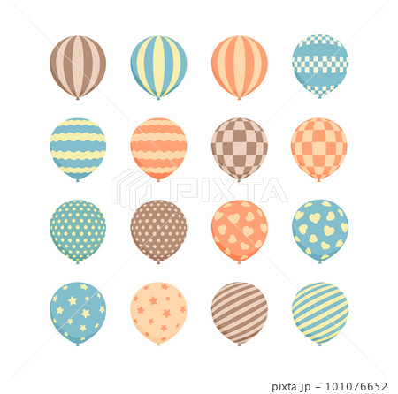 カラフルなゴム風船の柄パターンイラストセット (淡いカラーバージョン) カラフルなゴム風船の柄パターンイラストセット (淡いカラーバージョン) 101076652