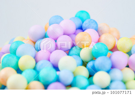 The Close-up Colorful polystyrene foam. 101077171