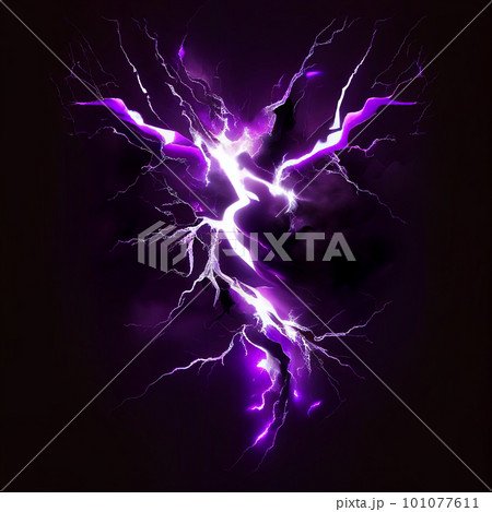 紫の稲妻のエフェクト 背景素材 AI画像のイラスト素材 [101077611] - PIXTA