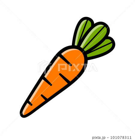 Carrot. Isolated vector illustration in cartoon style on white background. 101078311