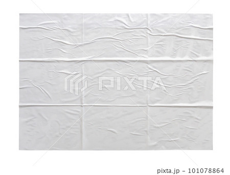 Blank white crumpled and creased paper sticker poster texture isolated on white background Blank white crumpled and creased paper sticker poster texture isolated on white background 101078864