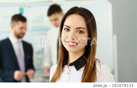 Portrait of smiling businesswoman in the background business partners 101079133