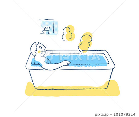 お風呂でリラックスしているシニア男性 お風呂でリラックスしているシニア男性 101079214