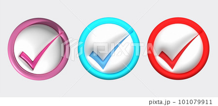Like or correct symbol,Confirmed or approved button 3D illustration Like or correct symbol,Confirmed or approved button 3D illustration 101079911