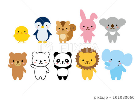 幼稚園のかわいい動物全身アイコン 幼稚園のかわいい動物全身アイコン 101080060