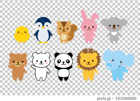 幼稚園のかわいい動物全身アイコン 幼稚園のかわいい動物全身アイコン 101080060
