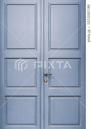 Fooden door painted in blue color Fooden door painted in blue color 101080196