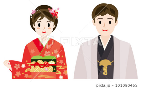 着物を着た男女のベクターイラスト 着物を着た男女のベクターイラスト 101080465