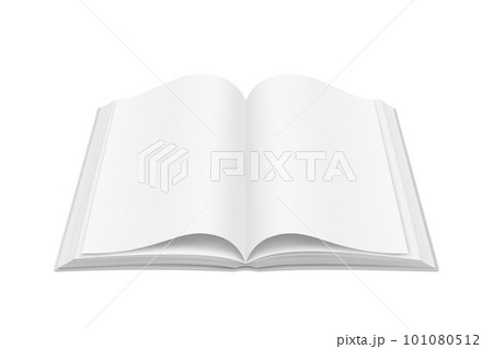 3d book with opened pages. Vector image of realistic literature with blank or clear page. Reading mockup or closeup. Can be used for library or school education materials. Knowledge and learning theme 101080512