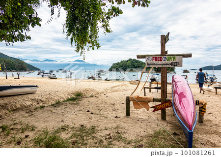 Abraao beach on big island Ilha Grande in Angra dos Reis, Rio de Janeiro, Brazil 101081261