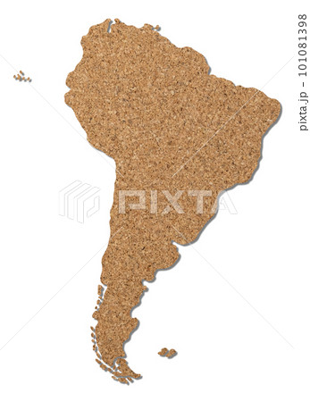 South America map cork wood texture. South America map cork wood texture. 101081398