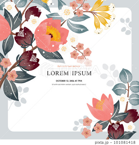 Vector illustration of a floral frame decorated with April flowers. Vector illustration of a floral frame decorated with April flowers. 101081418